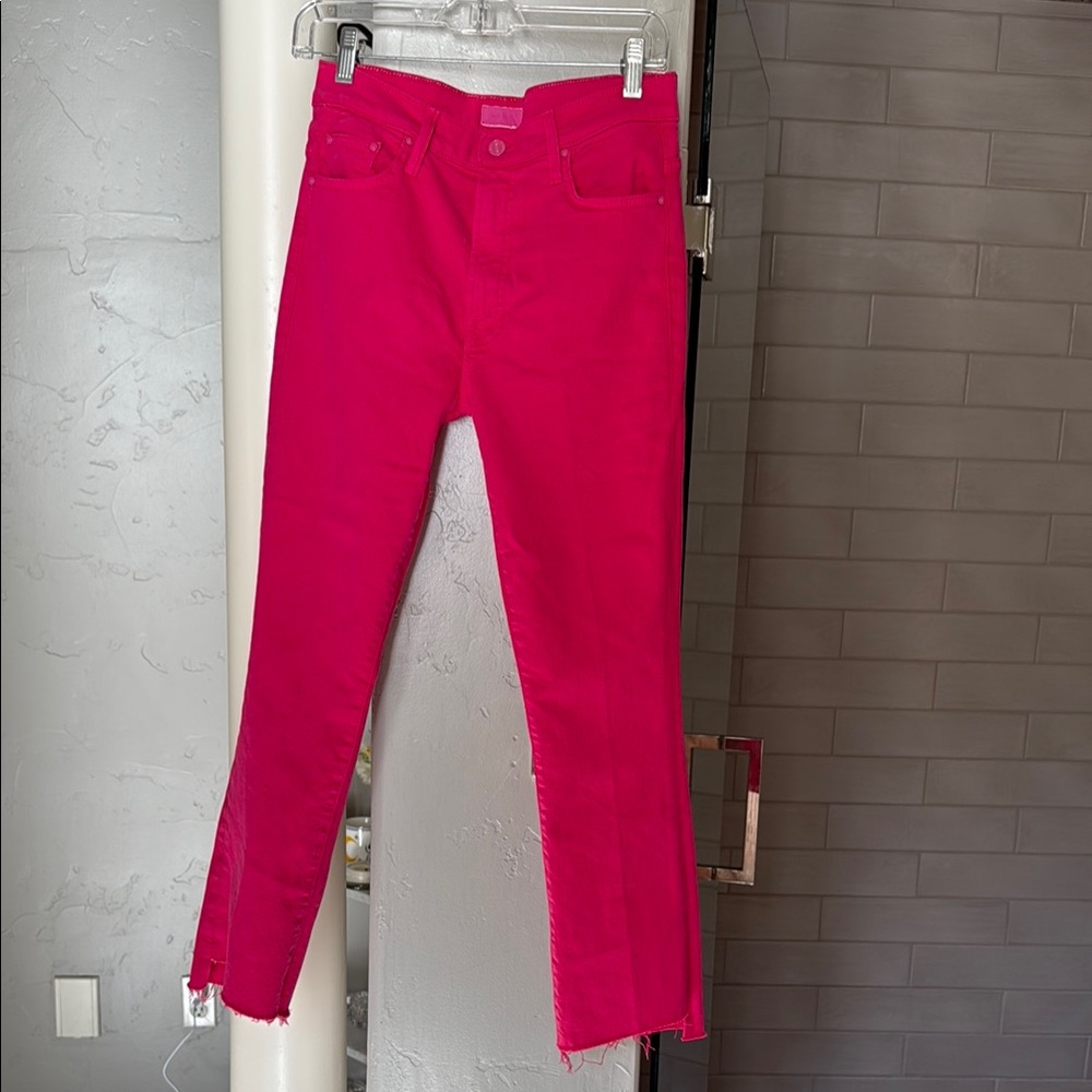 Mother Insider Crop Vibrant Pink Women's Jeans